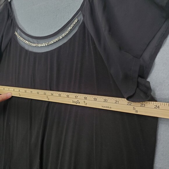 TORRID Womens Blouse Size‎ 3X Sheer Short Sleeves Beaded Neck Goth Punk - Picture 7 of 9